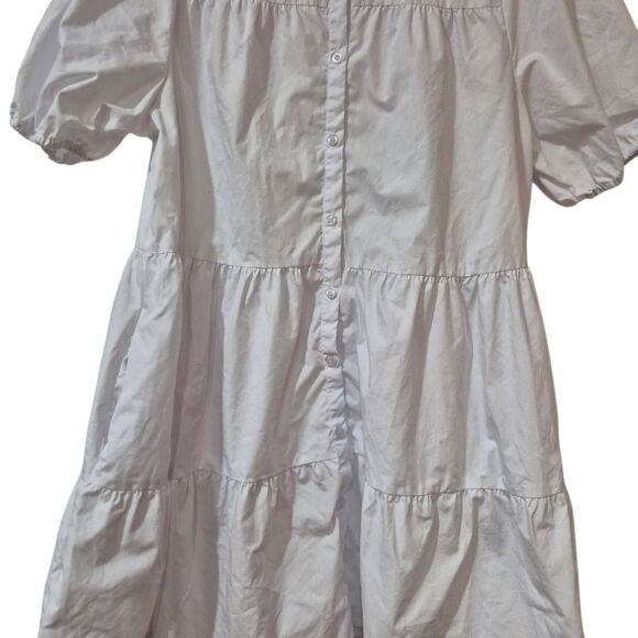 18 Centimeters Women's White Cotton /Poly Tiered Dress w Pockets - Picture 4 of 12